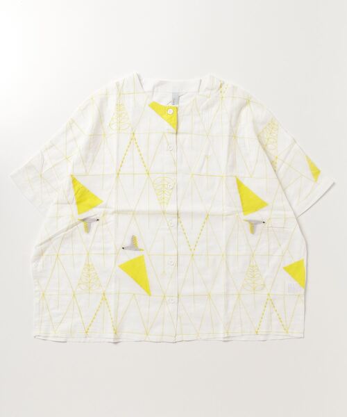 EMAGO 木の総柄刺繍ドルマン半袖シャツ（シャツ/ブラウス