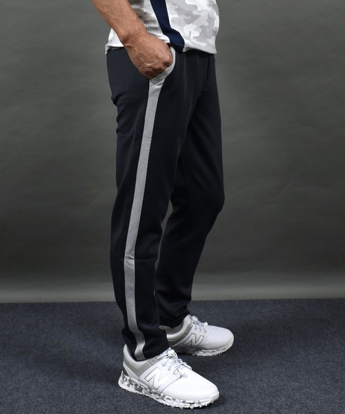 COMON GOLF(コモンゴルフ)の「ストレッチ ポンチ ジャージ素材ゴルフウェア ライン入り テーパード ゴルフパンツ(スウェットパンツ・メンズ・杢グレー/ネイビー/ブラック/グレー系2/ホワイト・XL/XXL/XXXL/L/M)」の6枚目の写真