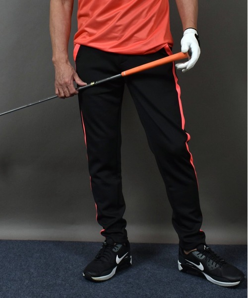 ストレッチ ポンチ ジャージ素材ゴルフウェア ライン入り テーパード