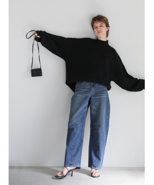 select MOCA（セレクトモカ）の「ラインカーブワイドデニム（デニムパンツ・レディース・ダークインディゴブルー/ワンウォッシュ・SMALL/MEDIUM）」の3枚目の写真