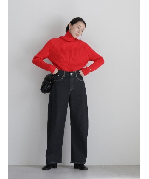 select MOCA（セレクトモカ）の「ラインカーブワイドデニム（デニムパンツ・レディース・ダークインディゴブルー/ワンウォッシュ・SMALL/MEDIUM）」の14枚目の写真