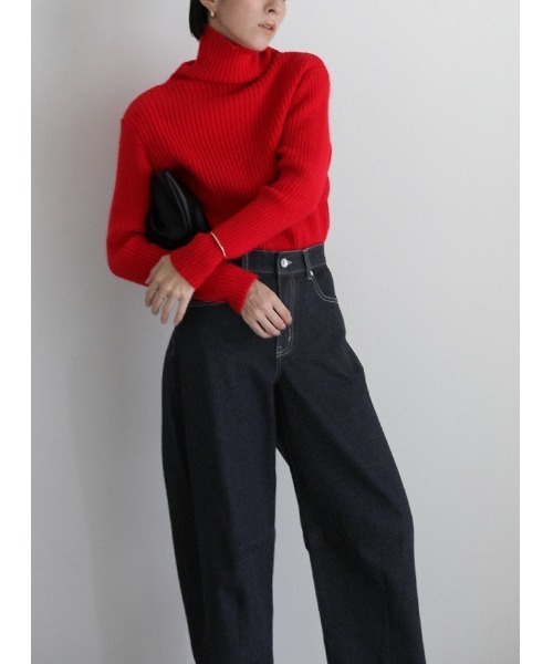 select MOCA（セレクトモカ）の「ラインカーブワイドデニム（デニムパンツ・レディース・ダークインディゴブルー/ワンウォッシュ・SMALL/MEDIUM）」の17枚目の写真