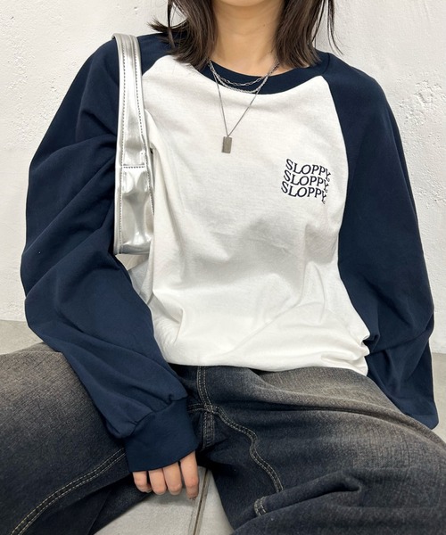 WHO'S WHO gallery(フーズフーギャラリー)の「《WEB限定》【SLOPPY/スロッピー】ラグランビッグロンTEE(Tシャツ/カットソー・レディース・グレー/オフホワイト/ネイビー・FREE)」の3枚目の写真