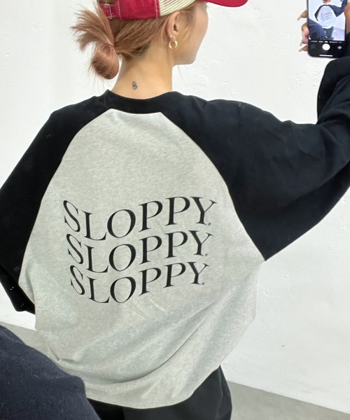 WHO'S WHO gallery(フーズフーギャラリー)の「《WEB限定》【SLOPPY/スロッピー】ラグランビッグロンTEE(Tシャツ/カットソー・レディース・グレー/オフホワイト/ネイビー・FREE)」の2枚目の写真