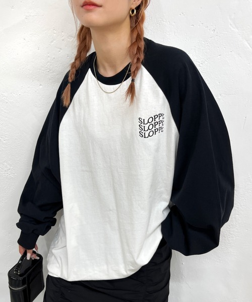 WHO'S WHO gallery(フーズフーギャラリー)の「《WEB限定》【SLOPPY/スロッピー】ラグランビッグロンTEE(Tシャツ/カットソー・レディース・グレー/オフホワイト/ネイビー・FREE)」の1枚目の写真