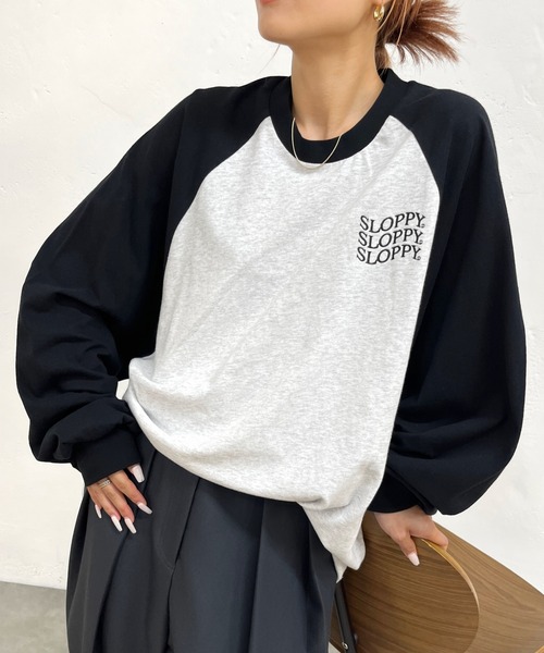 WHO'S WHO gallery(フーズフーギャラリー)の「《WEB限定》【SLOPPY/スロッピー】ラグランビッグロンTEE(Tシャツ/カットソー・レディース・グレー/オフホワイト/ネイビー・FREE)」の7枚目の写真