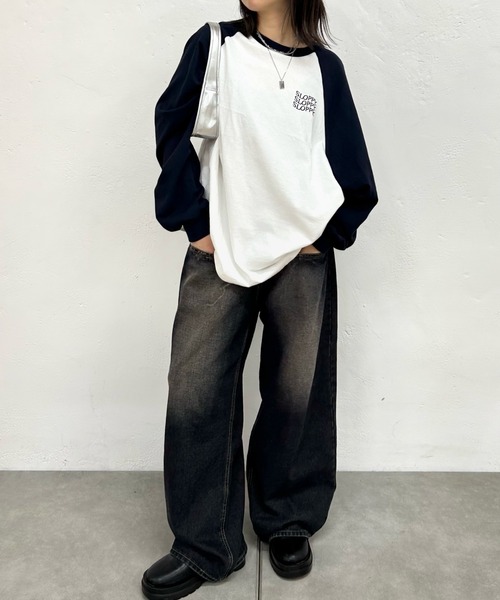 WHO'S WHO gallery(フーズフーギャラリー)の「《WEB限定》【SLOPPY/スロッピー】ラグランビッグロンTEE(Tシャツ/カットソー・レディース・グレー/オフホワイト/ネイビー・FREE)」の12枚目の写真