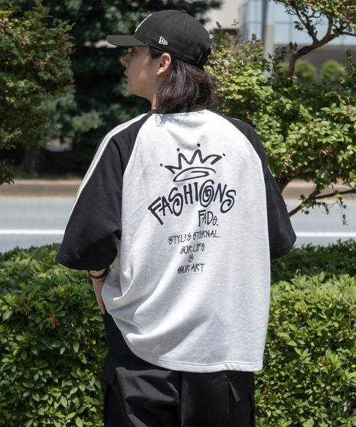 kutir(クティール)の「ライン入りラグラントップス(Tシャツ/カットソー・メンズ・杢グレー/チャコールグレー/ブラック・MEDIUM/LARGE)」の7枚目の写真