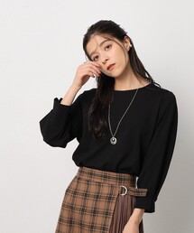 DRESKIP | 【アクセ付き】大人上品 お袖タック 7分袖トップス(Tシャツ/カットソー)
