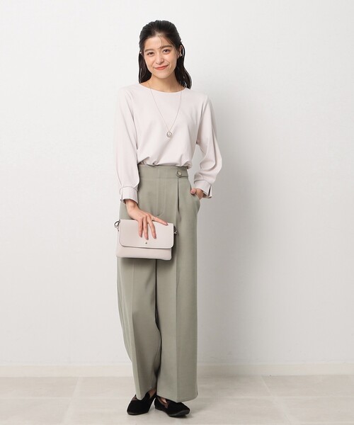 DRESKIP（ドレスキップ）の「◆【アクセ付き】大人上品 お袖タック 7分袖トップス（Tシャツ/カットソー・レディース・ライトグレー/サンドベージュ/ブルー/イエロー/ブラック・02/03/04）」の13枚目の写真