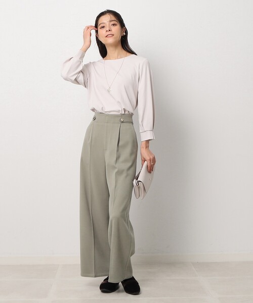 DRESKIP（ドレスキップ）の「◆【アクセ付き】大人上品 お袖タック 7分袖トップス（Tシャツ/カットソー・レディース・ライトグレー/サンドベージュ/ブルー/イエロー/ブラック・02/03/04）」の14枚目の写真