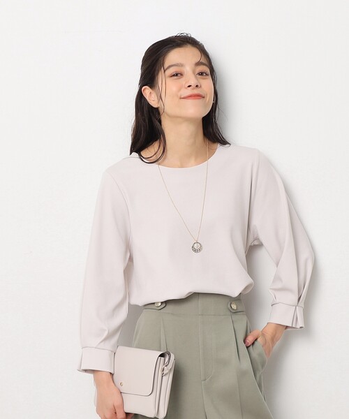 DRESKIP（ドレスキップ）の「◆【アクセ付き】大人上品 お袖タック 7分袖トップス（Tシャツ/カットソー・レディース・ライトグレー/サンドベージュ/ブルー/イエロー/ブラック・02/03/04）」の18枚目の写真