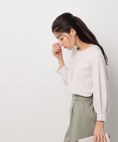 DRESKIP（ドレスキップ）の「◆【アクセ付き】大人上品 お袖タック 7分袖トップス（Tシャツ/カットソー・レディース・ライトグレー/サンドベージュ/ブルー/イエロー/ブラック・02/03/04）」の19枚目の写真