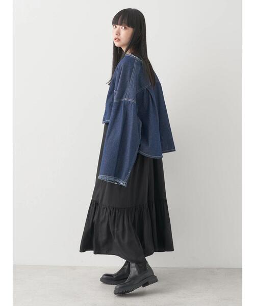 earth music&ecology（アースミュージックアンドエコロジー）の「スクエアデニムシャツ（その他アウター・レディース・インディゴブルー・FREE）」の6枚目の写真