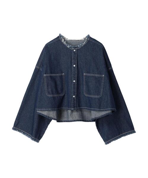 earth music&ecology（アースミュージックアンドエコロジー）の「スクエアデニムシャツ（その他アウター・レディース・インディゴブルー・FREE）」の20枚目の写真