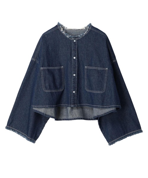 earth music&ecology（アースミュージックアンドエコロジー）の「スクエアデニムシャツ（その他アウター・レディース・インディゴブルー・FREE）」の12枚目の写真