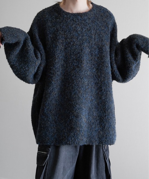 KUUUPY（クーピー）の「Wool Mix Shaggy Knit Pullover - ミックスウール混シャギーニットプルオーバー（ニット/セーター・メンズ・バーガンディー/ライトグレー/ブルー/ブラック/ダークブルー/ブラウン/グリーン/ベージュ/チャコールグレー/オレンジ・SMALL/LARGE/MEDIUM）」の14枚目の写真
