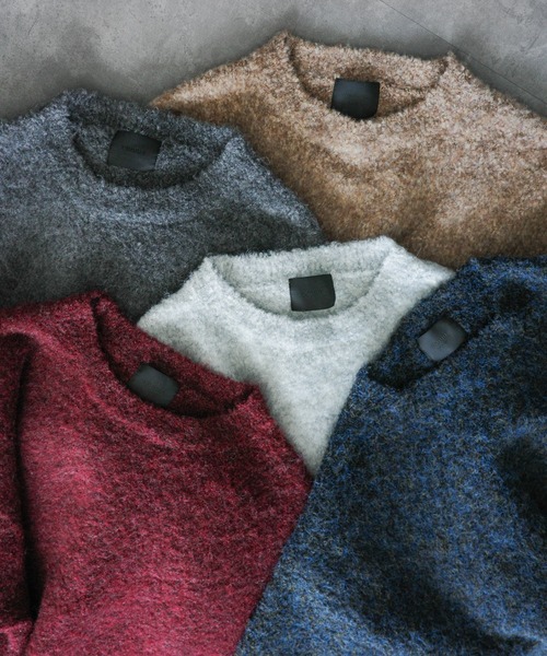 KUUUPY（クーピー）の「Wool Mix Shaggy Knit Pullover - ミックスウール混シャギーニットプルオーバー（ニット/セーター・メンズ・バーガンディー/ライトグレー/ブルー/ブラック/ダークブルー/ブラウン/グリーン/ベージュ/チャコールグレー/オレンジ・SMALL/LARGE/MEDIUM）」の11枚目の写真