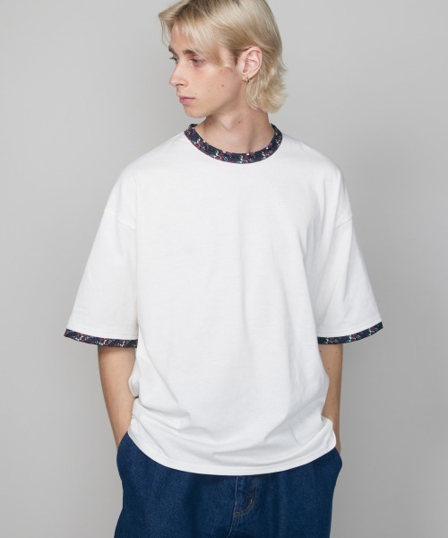 rehacer(レアセル)の「rehacer : Botanical Joint Sleeve CS / ボタニカルジョイントスリーブカットソー(Tシャツ/カットソー・メンズ・ホワイト/ブラック・SMALL/MEDIUM/LARGE/X-LARGE)」の4枚目の写真