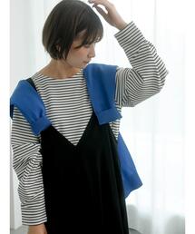 Samansa Mos2 blue | ボーダープルオーバー(Tシャツ/カットソー)
