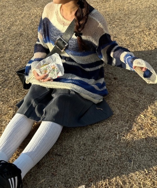 nemne store（ネンネストア）の「【低身長サイズあり】アソートシアーニット（ニット/セーター・レディース・アイボリー/ブラック/ブルー/ピンク/ネイビー/ネイビー系/グレー×ピンク/グレー/レッド/ホワイト×ブルー/ホワイト×ネイビー/ブルー系その他/ホワイト×ブラック/ネイビー系2/グリーン・SMALL/MEDIUM）」の18枚目の写真