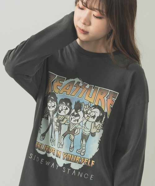 SIDEWAY STANCE(サイドウェイスタンス)の「【SIDEWAY STANCE】ヴィンテージ加工 長袖 ロックTシャツ(Tシャツ/カットソー・メンズ・ブラック系1/ブラック系/ホワイト/ブラック/ホワイト系1/ホワイト系・MEDIUM/X-LARGE/LARGE)」の6枚目の写真
