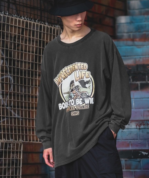 SIDEWAY STANCE(サイドウェイスタンス)の「【SIDEWAY STANCE】ヴィンテージ加工 長袖 ロックTシャツ(Tシャツ/カットソー・メンズ・ブラック系1/ブラック系/ホワイト/ブラック/ホワイト系1/ホワイト系・MEDIUM/X-LARGE/LARGE)」の10枚目の写真