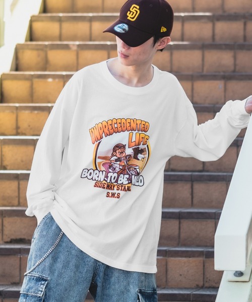 SIDEWAY STANCE(サイドウェイスタンス)の「【SIDEWAY STANCE】ヴィンテージ加工 長袖 ロックTシャツ(Tシャツ/カットソー・メンズ・ブラック系1/ブラック系/ホワイト/ブラック/ホワイト系1/ホワイト系・MEDIUM/X-LARGE/LARGE)」の7枚目の写真