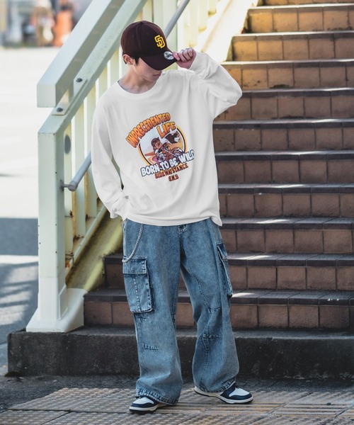 SIDEWAY STANCE(サイドウェイスタンス)の「【SIDEWAY STANCE】ヴィンテージ加工 長袖 ロックTシャツ(Tシャツ/カットソー・メンズ・ブラック系1/ブラック系/ホワイト/ブラック/ホワイト系1/ホワイト系・MEDIUM/X-LARGE/LARGE)」の9枚目の写真