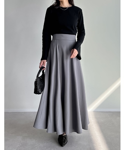 Re:EDIT（リエディ）の「[低身長サイズ有]ハイウエストボリュームフレアスカート（スカート・レディース・ブルー/アイボリー/グレー/ブラック/モカ・AM/MEDIUM/AL/AS/LARGE/SMALL）」の18枚目の写真