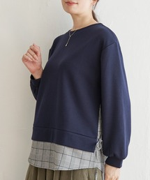 サイドリボン裾レイヤードプルオーバー