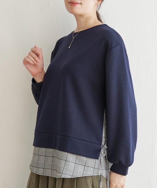 ikka(イッカ)の「サイドリボン裾レイヤードプルオーバー(Tシャツ/カットソー・レディース・イエロー/ネイビー/ベージュ/ライトグレー/ブラック・M/L/S)」の5枚目の写真