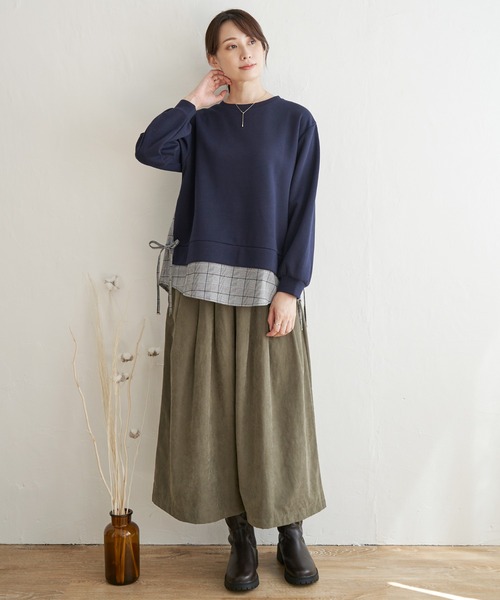 ikka(イッカ)の「サイドリボン裾レイヤードプルオーバー(Tシャツ/カットソー・レディース・イエロー/ネイビー/ベージュ/ライトグレー/ブラック・M/L/S)」の13枚目の写真