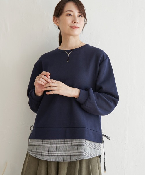 ikka(イッカ)の「サイドリボン裾レイヤードプルオーバー(Tシャツ/カットソー・レディース・イエロー/ネイビー/ベージュ/ライトグレー/ブラック・M/L/S)」の16枚目の写真