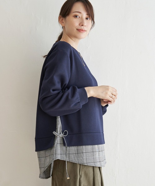 ikka(イッカ)の「サイドリボン裾レイヤードプルオーバー(Tシャツ/カットソー・レディース・イエロー/ネイビー/ベージュ/ライトグレー/ブラック・M/L/S)」の18枚目の写真
