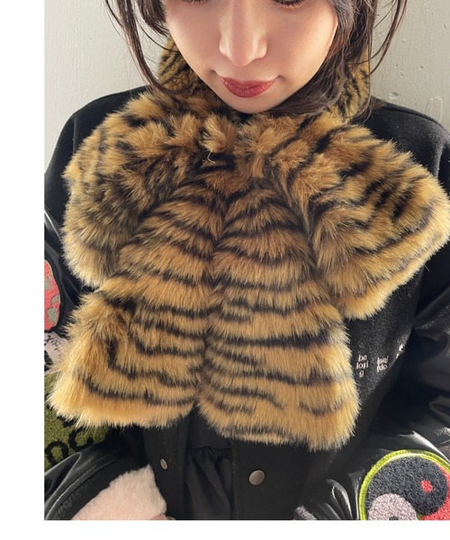 Casselini（キャセリーニ）の「【Casselini】リボンティペット 232-111105（マフラー・レディース・ベージュ/ブラック/グレー/ブラウン/モカ/マルチ・FREE）」の4枚目の写真