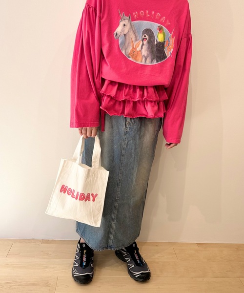 HOLIDAY（ホリデイ）の「MINI TOTE BAG (HOLIDAY) ミニトートバッグ (ホリデイ)（トートバッグ・レディース・ホワイト/ミント/ピンク・ONE SIZE）」の7枚目の写真