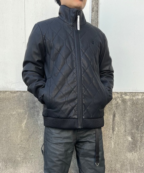 セール】MEEFIC-R QLTY BOMBER/PUレザーキルティングハイネック