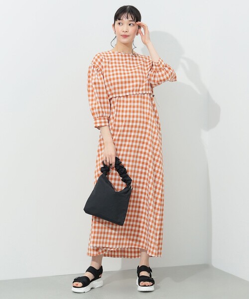 BEAMS HEART(ビームスハート)の「【2点セット】BEAMS HEART / チェック レイヤード ワンピース(ワンピース・レディース・ブラウン/オレンジ/ネイビー・FREE)」の10枚目の写真