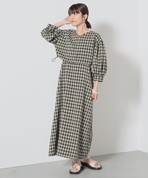 BEAMS HEART(ビームスハート)の「【2点セット】BEAMS HEART / チェック レイヤード ワンピース(ワンピース・レディース・ブラウン/オレンジ/ネイビー・FREE)」の2枚目の写真