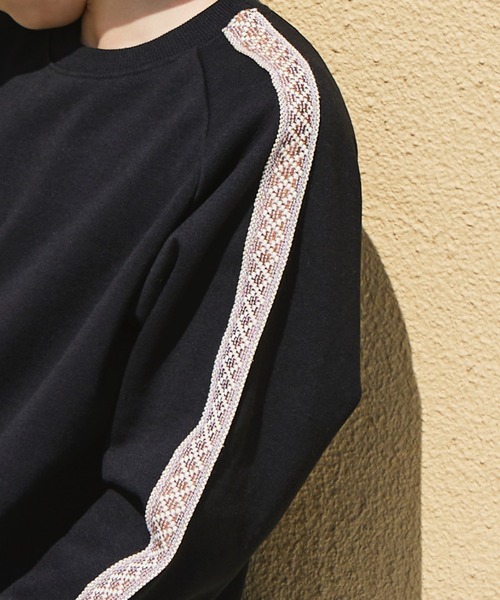 PAIRMANON STREET（ペアマノンストリート）の「【PAIRMANON STREET】裏起毛 ネイティブ風 サイドライン トラック スウェット プルオーバー（スウェット・キッズ・ブラック/カーキ/ブラック系その他/パープル/グレー・150/100/120/140/90/110/130）」の7枚目の写真