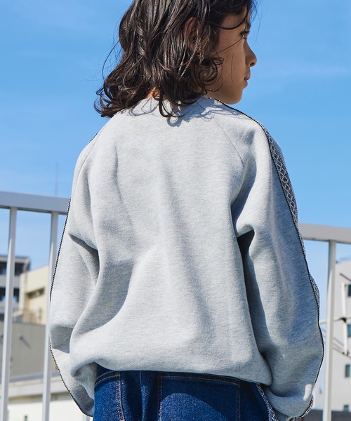 PAIRMANON STREET（ペアマノンストリート）の「【PAIRMANON STREET】裏起毛 ネイティブ風 サイドライン トラック スウェット プルオーバー（スウェット・キッズ・ブラック/カーキ/ブラック系その他/パープル/グレー・150/100/120/140/90/110/130）」の11枚目の写真