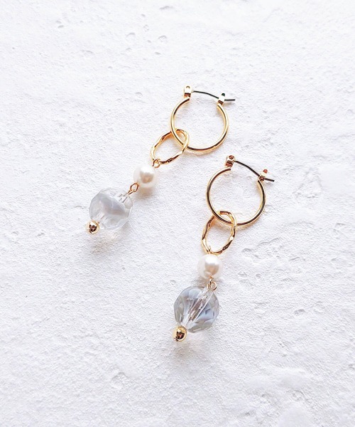 tone（トーン）の「【Cherie+Chambre】Beads×Pearl Ring Pierce（ピアス（両耳用）・レディース・グレー・FREE）」の3枚目の写真