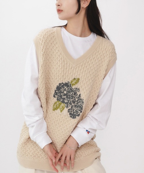 FREE MAX Flower Design Knit Vest 花柄 ニットベスト（ベスト）｜FREE