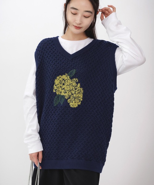 FREE MAX Flower Design Knit Vest 花柄 ニットベスト（ベスト）｜FREE