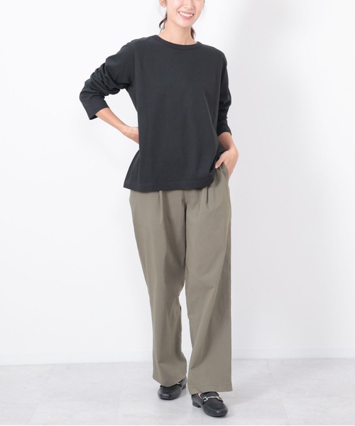 SETUP7(セットアップセブン)の「【SETUP7】コットン天竺長袖Tシャツ GLR(Tシャツ/カットソー・レディース・グレー/ブラック/オフホワイト/カーキ・L/M)」の9枚目の写真