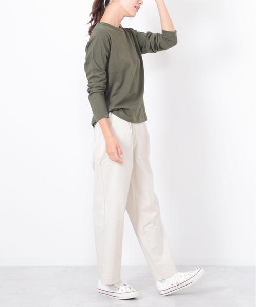 SETUP7(セットアップセブン)の「【SETUP7】コットン天竺長袖Tシャツ GLR(Tシャツ/カットソー・レディース・グレー/ブラック/オフホワイト/カーキ・L/M)」の15枚目の写真