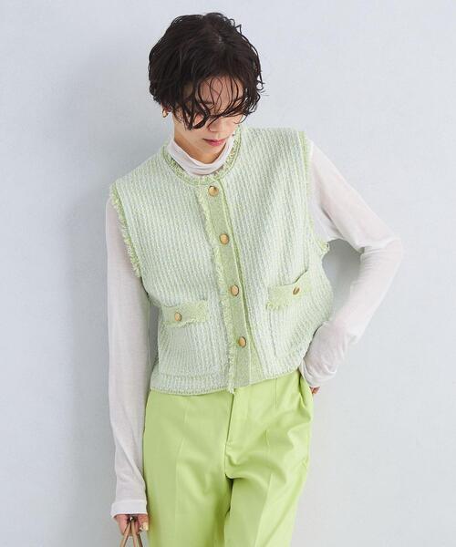 green label relaxingレディースカシミア入り ベスト green label relaxing（グリーンレーベルリラクシング）の「ツイード