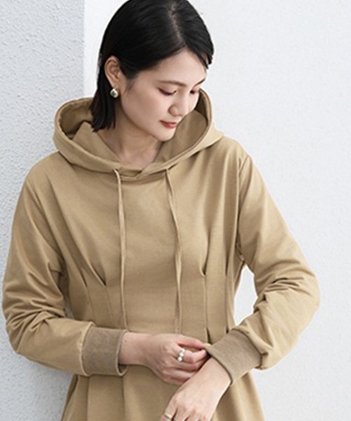Miniministore(ミニミニストア)の「ワンピース ウエストタックパーカーワンピ(ワンピース・レディース・ライトベージュ/グレー/ダークベージュ/ブラック/ネイビー・M)」の7枚目の写真