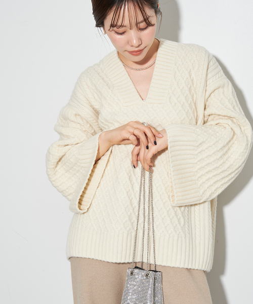 Plage - 【2023AW】Plage アランV プルオーバー ニット plage（プラージュ）の「《追加》アランV プルオーバー（ニット